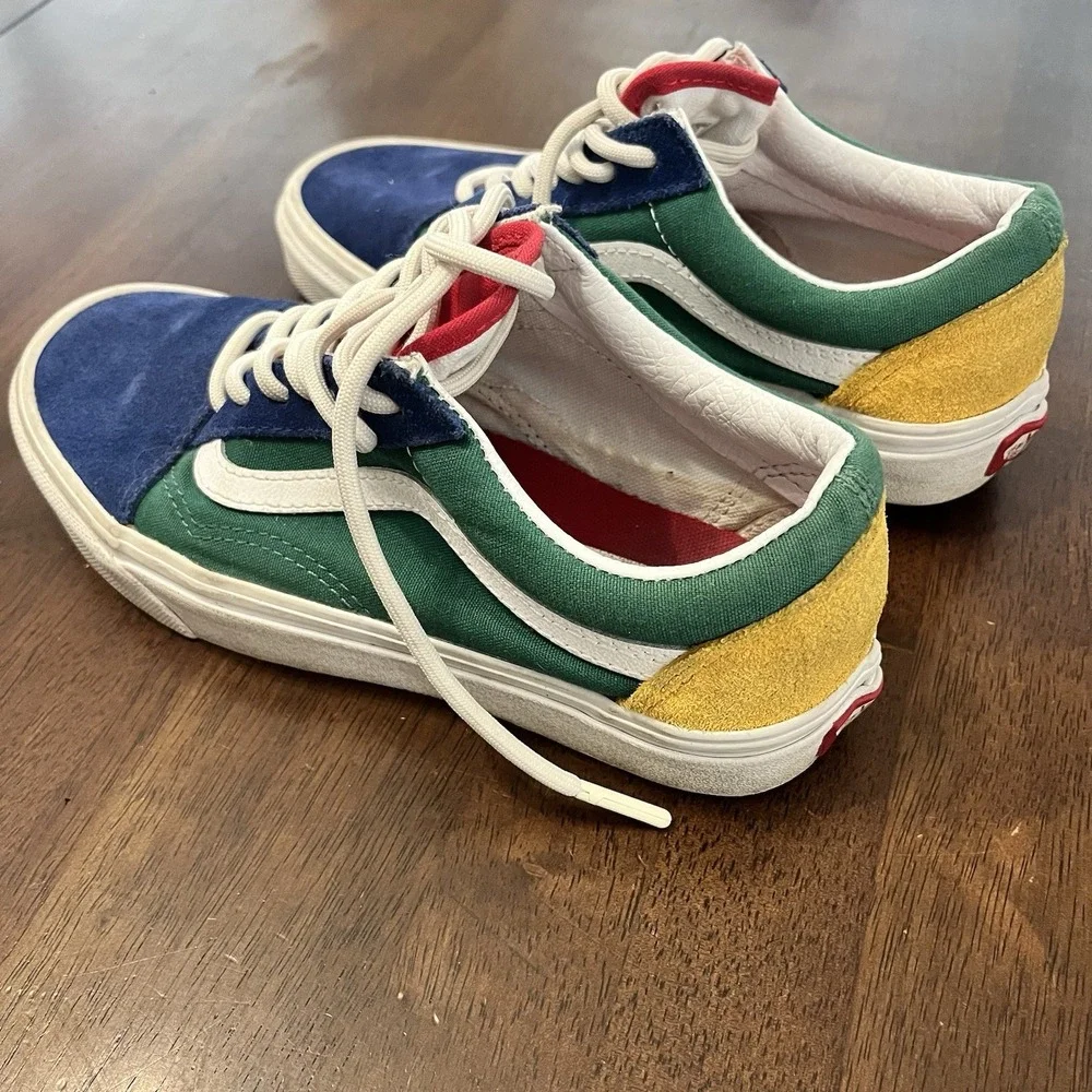 VANS Old Skool Yacht Club Green/Blue/Yellow Suede Women Sz 6 Men‎ Sz 4.5